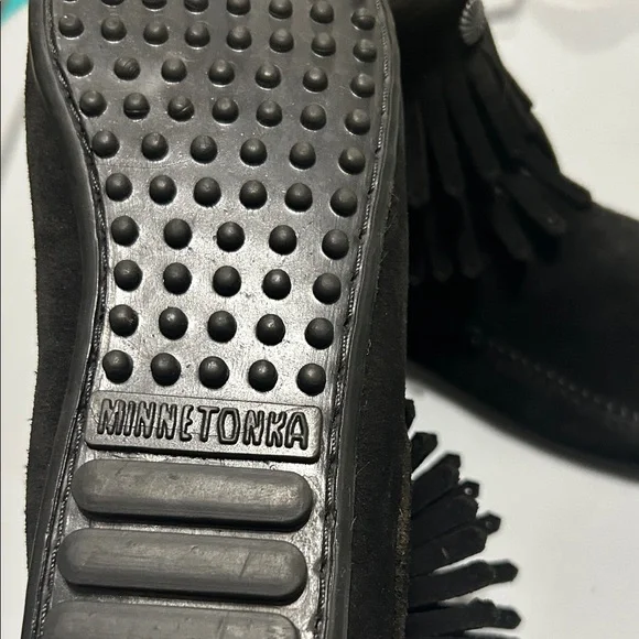 Minnetonka Black Fringe Suede Boots - Picture 6 of 7